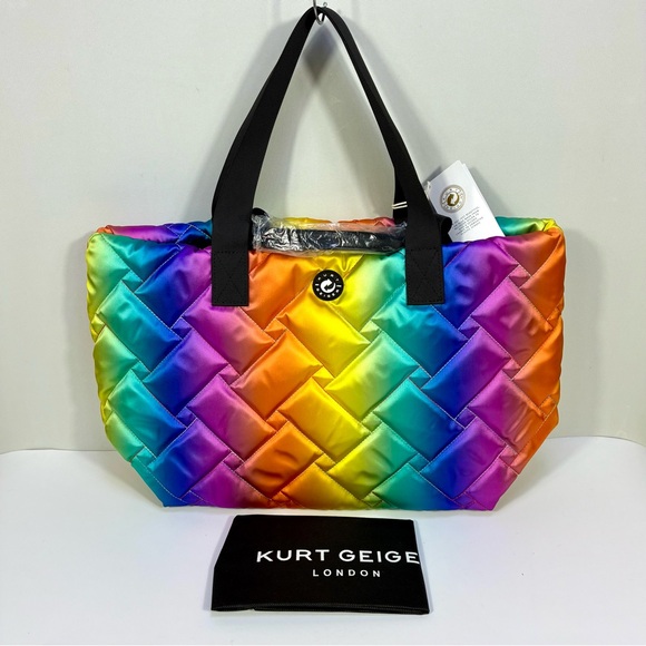 Kurt Geiger London Ombre Rainbow Quilted Shopper Bag Open Miscellaneous NWT - Picture 3 of 16